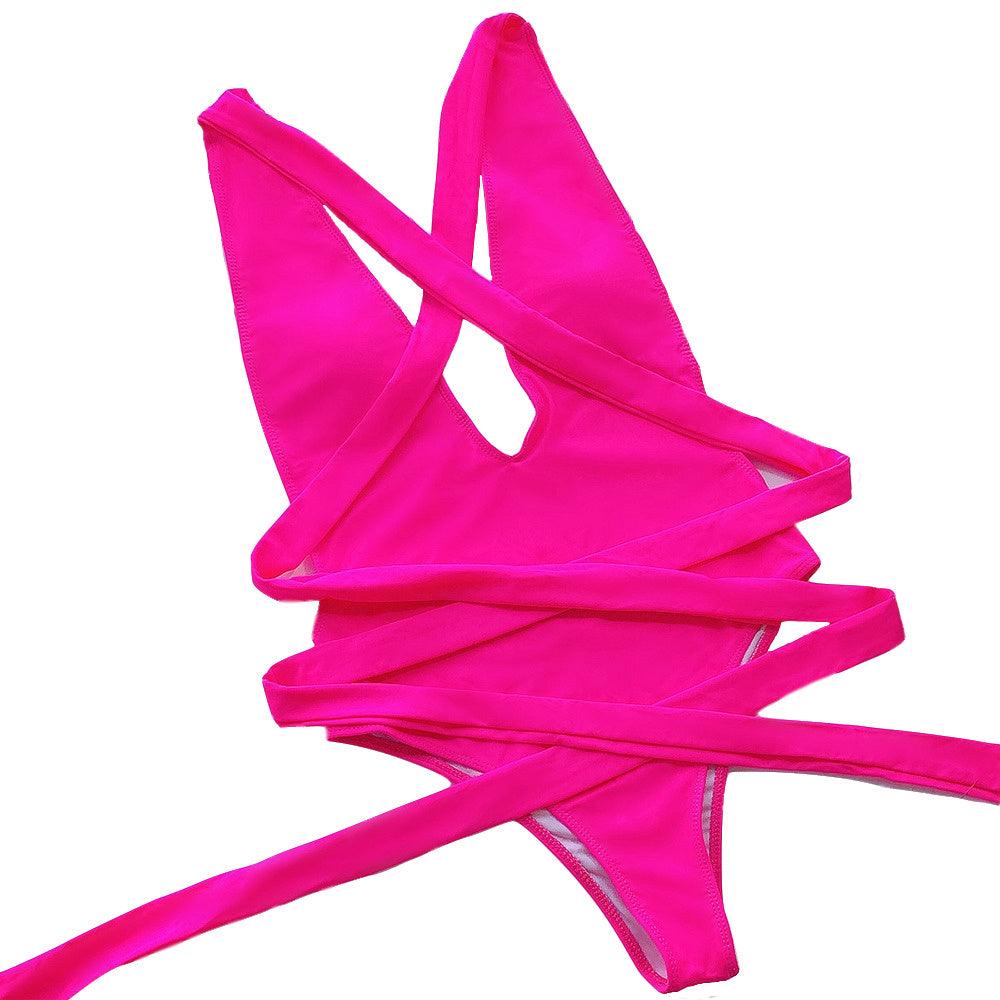 One-piece bikini with straps