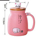 450ml Cartoon Ceramics Cat Mug With Lid and Spoon Coffee Milk Tea Mugs Breakfast Cup Drinkware Novelty Gifts
