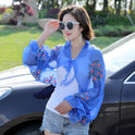 Korean embroidered chiffon sun protection clothing shawl