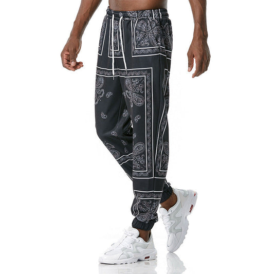 Retro Printed Jogging Pants Casual Sweatpants