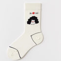 Women's Black And White Cartoon Mid-calf Length Loose Socks