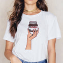 Christmas Hat Peanut Butter Print Women's Short Sleeve