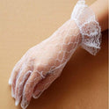 Fingered short lace wedding gloves