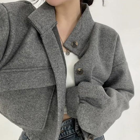 Short Idle Style Loose Casual Woolen Woolen Coat