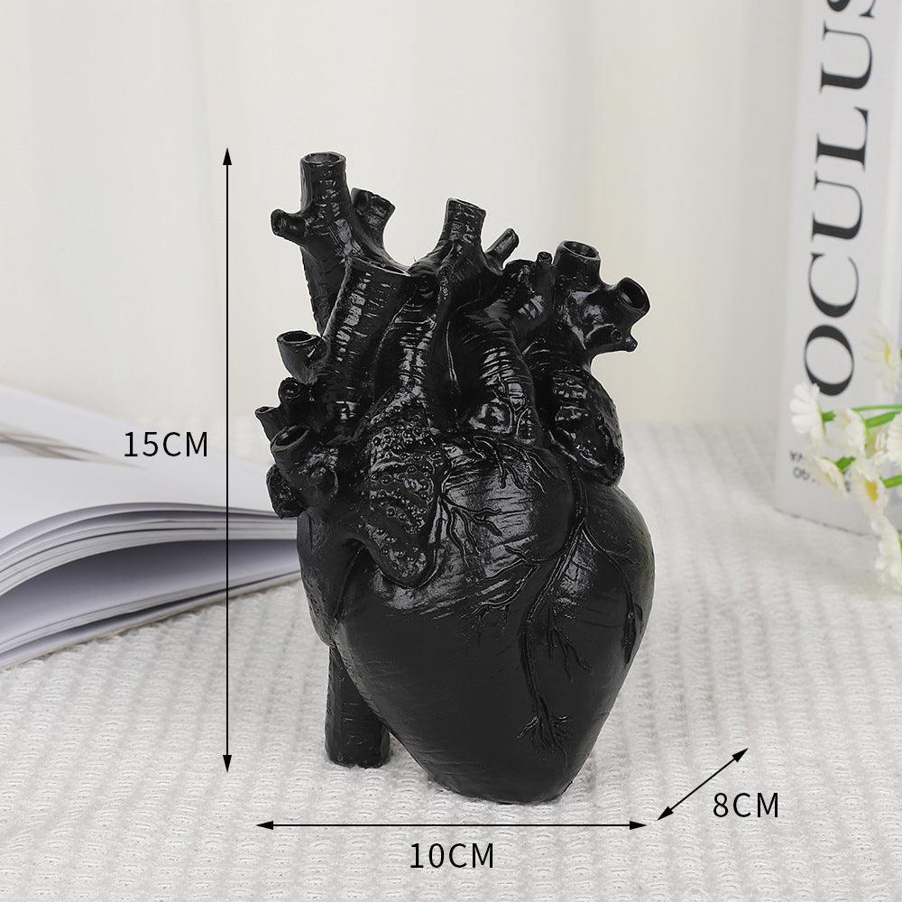 Black And White Heart Vase, Creative Heart-shaped Vase, Home Desk Decoration, Resin Crafts, Great Deal