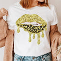 Fashion Printing Creative Color Lip Print Short Sleeve