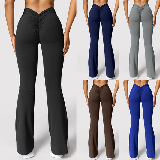 Nude Feel Seamless Slightly Flared Yoga Pants Sports Running Fitness Pants Female High Waist Hip Lift Yoga Pants