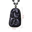 Natural Obsidian Fish Carved Matte Necklace