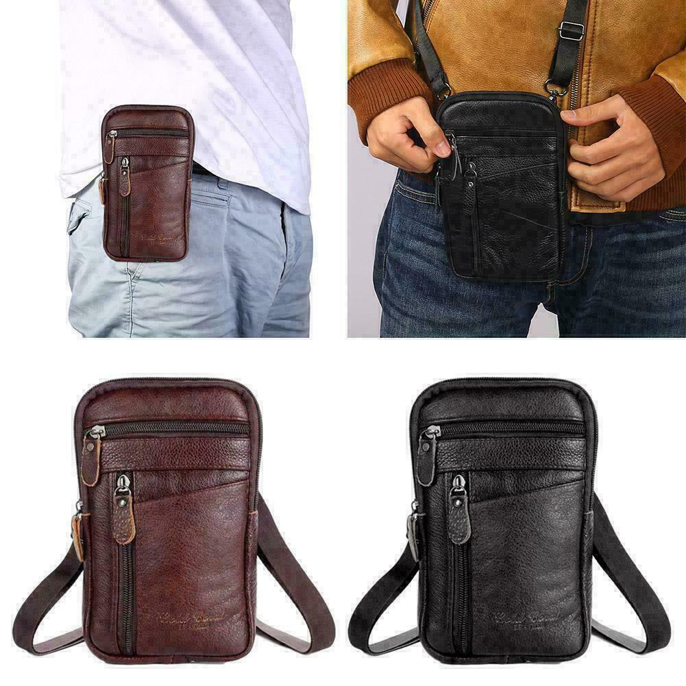 Men's Leather Fashion Phone Pouch Belt Bag Waist Crossbody Shoulder Pouch UK