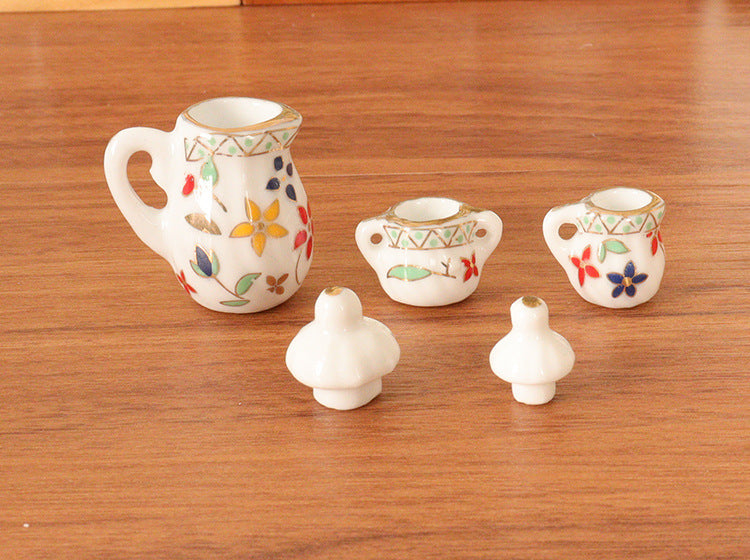 Simulation Ceramic Pot Kettle Teapot Miniature Scene Mini Accessories Model Ornaments