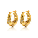 Gold Stainless Steel Diamond Twist U-shaped Earrings Fashion