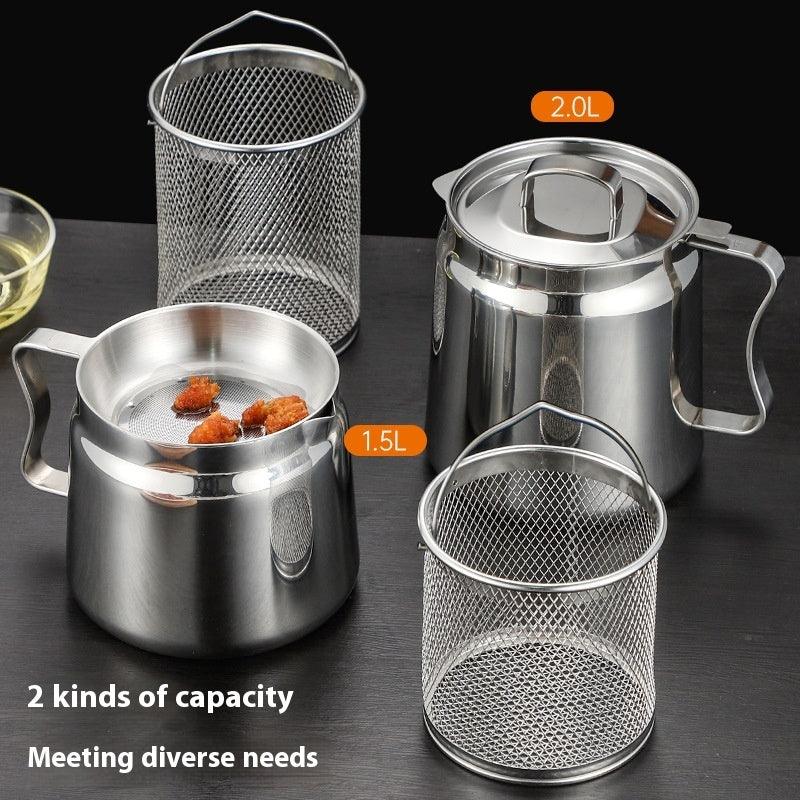 Stainless Steel Filter Oil Residue Separation Pot With Filter Screen Fried Blue