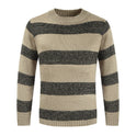 Round Neck Color Block Knitted Striped Sweater