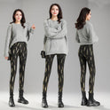 High Waist Large Print Plus Fleece Thickened Elastic Tights