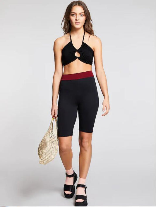 Summer New Contrast Color Five Point Pants High-elastic Slim Shorts