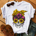 Camouflage Skull T-Shirt Female Leopard Print