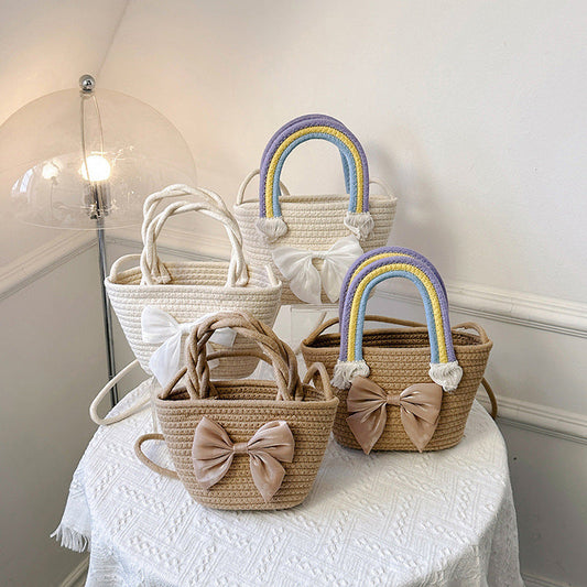New Rainbow Portable Solid Color Handbag