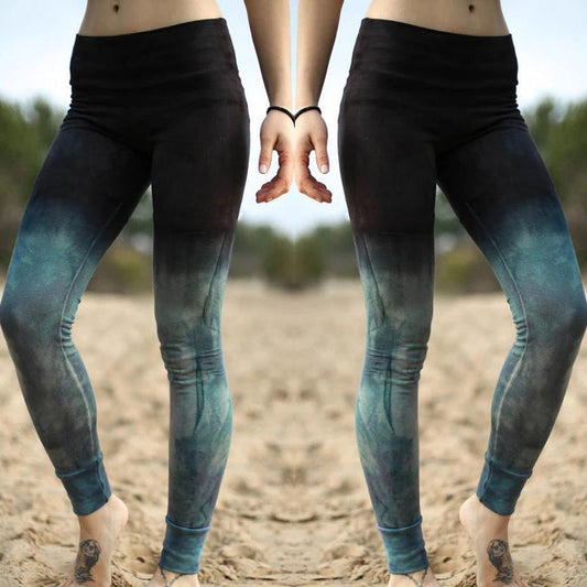 Tie-dye printed sports yoga pants