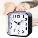 Quartz Alarm Clock With Night Light No Tick Snooze Silent Small Bedside Clock