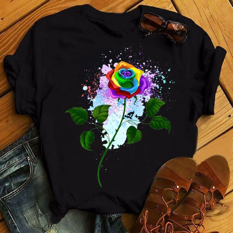 Women's Summer Round Neck T-shirt Top