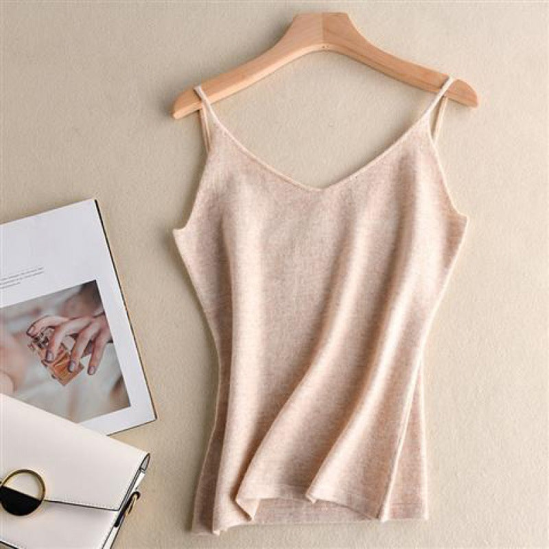 Spring And Summer V-neck Camisole Bottoming Underwear Loose Knit Sweater