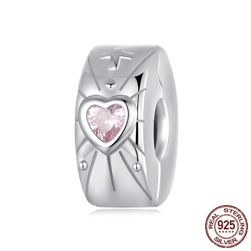 Simple All-match Love Silicone Pressing Buckle S925 Sterling Silver Positioning Clipped Button