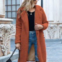 FallWinter Slim Women's Lapel Long Sleeve Solid Color Street Coat Clothing