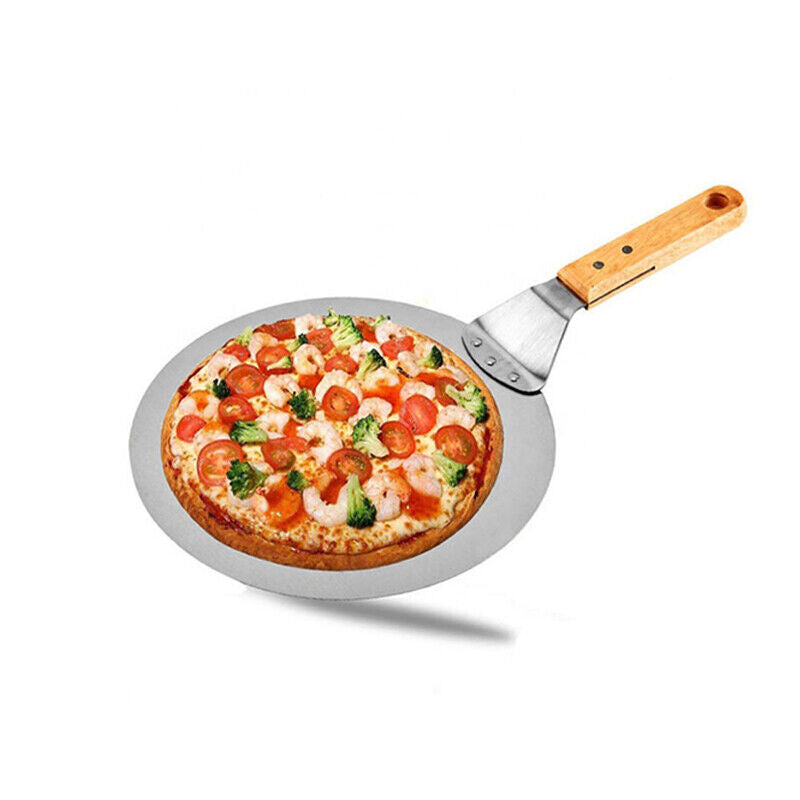 Stainless Steel Pizza Paddle Peel Bakers BBQ Oven Restaurant Tray Wooden Handle