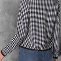 Casual Cardigan Long Sleeve Houndstooth Short Women's Coat