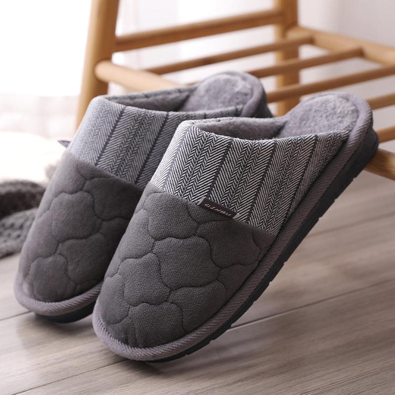 Embroidered Middle Aged And Elderly Men's Cotton Slippers