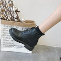 New autumn round head single inside retro high top Martin boots for women with cotton wind student flat bottom lace-up ankle boots for women