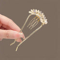 High-end Exquisite Cat Eye U-shaped Hairpin New Wheat Leaf Hair Plug Updo Hair