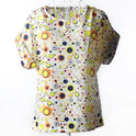 USA SIZE Short-sleeved loose large size top printed chiffon shirt