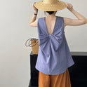 Sleeveless Shirt Loose Mid-length Top