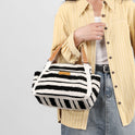 Outdoor Fashion Canvas Large Capacity Striped One-shoulder Storage Handbag