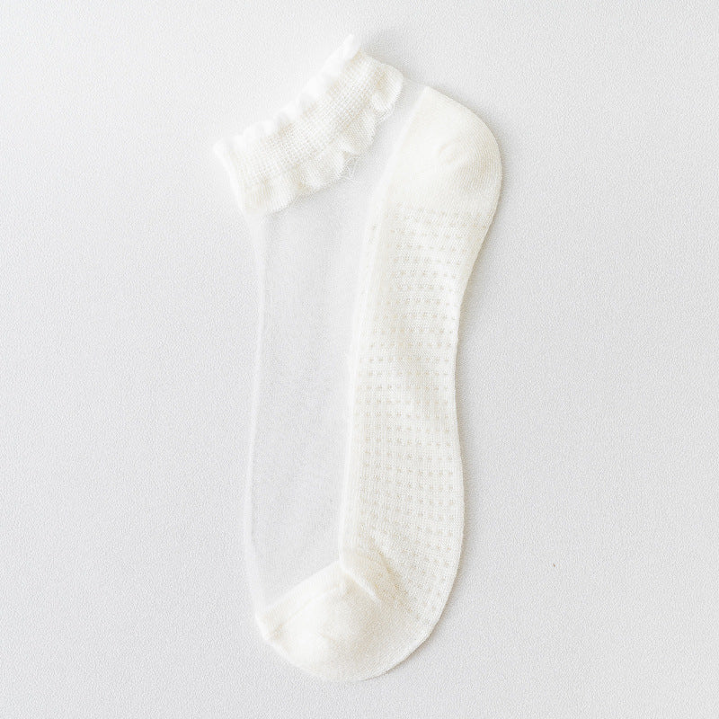 Thin Cotton Bottom Crystal Glass Silk Breathable Socks