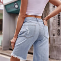 Women's Ripped Denim Frayed Casual Shorts