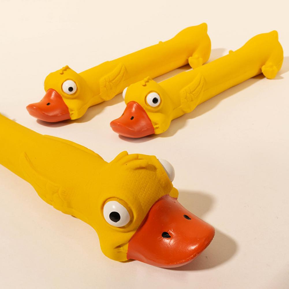 Teeth Grinding Latex Dog Toy Dental Health Durable Dog Toy Cute Yellow Duck Design Squeak Dog Toy For Teeth Boredom Relief