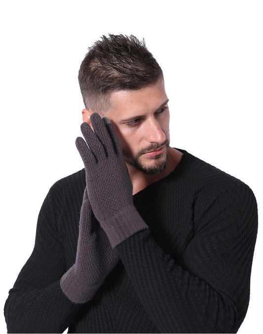 Outdoor Men's Split Finger Knitted Woolen Warm Gloves