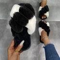 Cross-strap Furry Slippers Home Flat Indoor Floor Bedroom House Shoes Women
