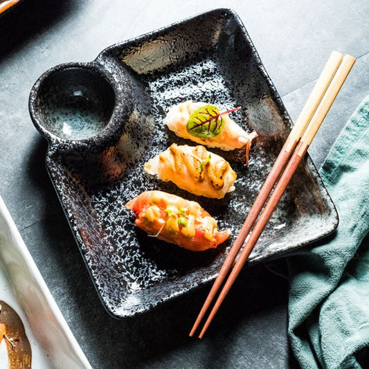 Japanese Creative Ceramic Dumpling Special Plate Comes With Vinegar Plate