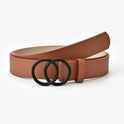 New Double Circle Black Buttons Women's Solid Color Fashion Decorative Belt