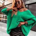 New Loose V-neck Off-shoulder Knitwear Casual