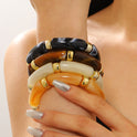 European And American Resin Beaded Bamboo Joint Geometric Exaggerated Color Matching Design Bracelet