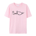 Women's Smiling Printed Cotton Short Sleeve