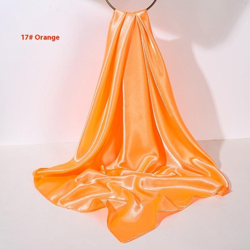 Pure Color Silk Scarf Artificial Silk 90cm Shiny Satin Shawl
