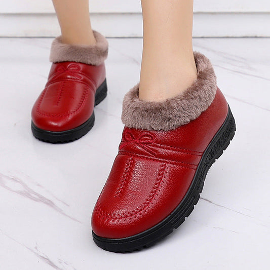 Winter Lady Old Beijing Cloth Shoes With Fleece To Keep Warm