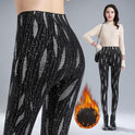 High Waist Large Print Plus Fleece Thickened Elastic Tights
