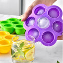 Kitchen Summer Home-Made Ice Cream 7-Hole Silicone Popsicle Multifunctional Ice Tray Mold
