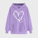 Women's Long-sleeved Hooded Heart Printing Couple's Shirts